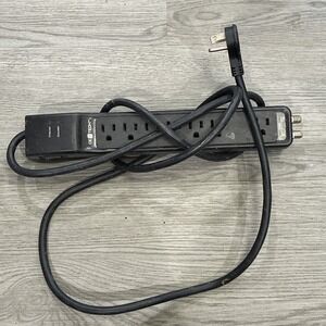 Commercial Electric 6ft HDC706C Surge Protector With Coax Black